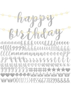 NEW Silver Glitter 'Happy Birthday' Letter Banner — Customizable Party Garland 🌺